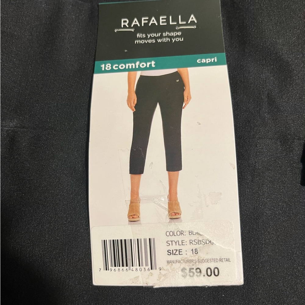 Rafealla Size 18 Black Super Soft Stretch Capris - Picture 6 of 7